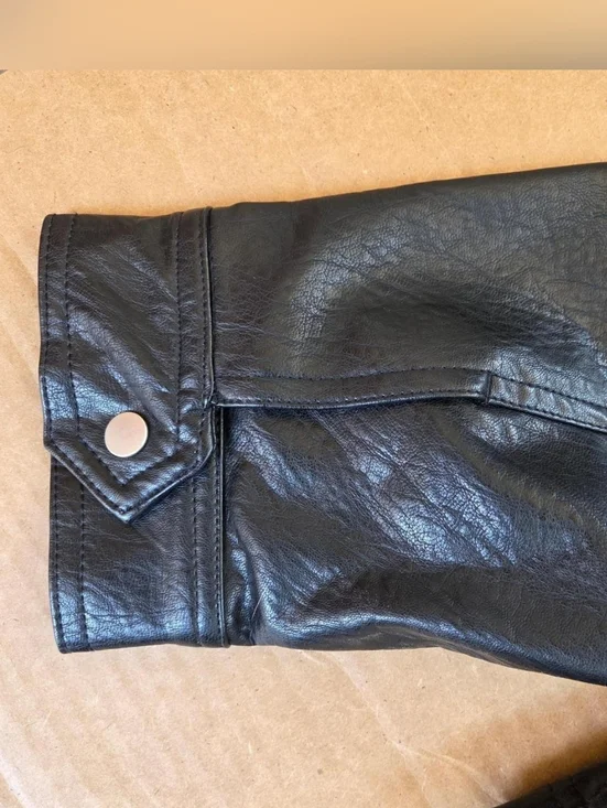 NWT Old Navy Faux Leather Biker Jacket Black Women's Size 2X - Picture 6 of 9